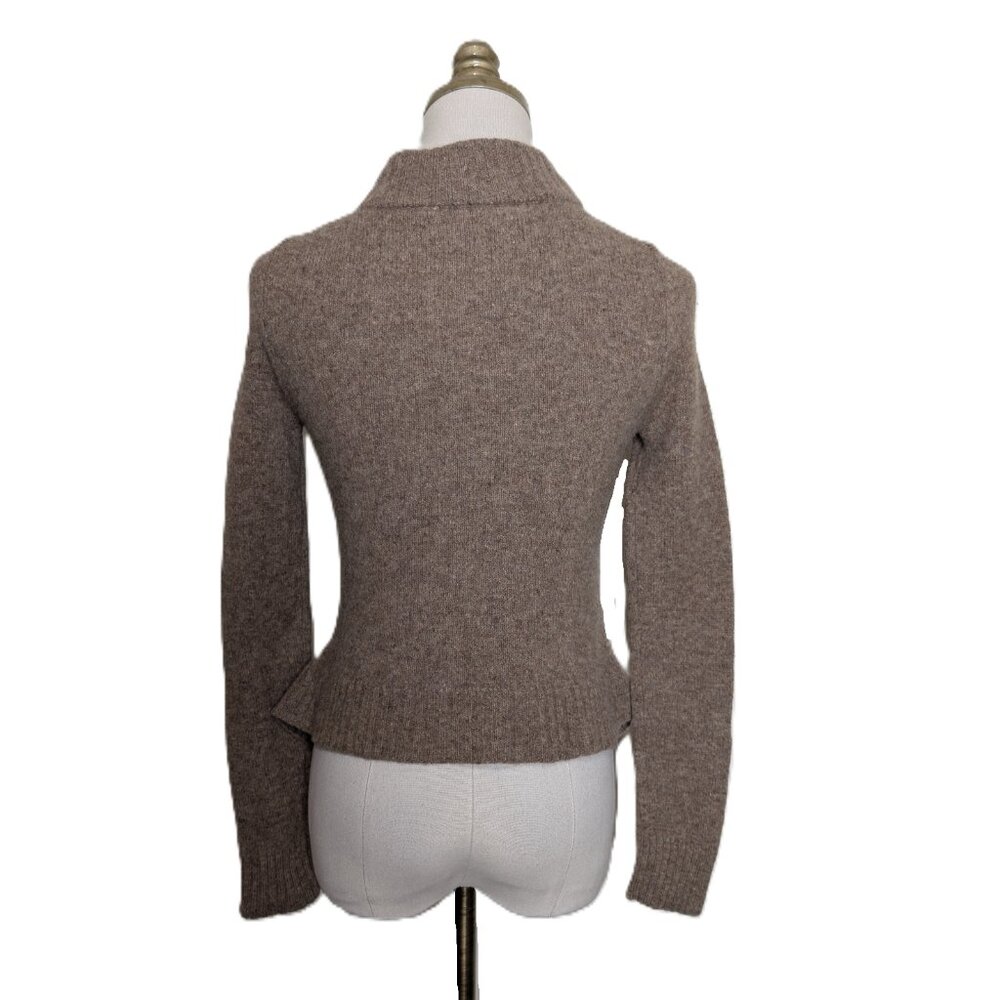 Anthropologie Moth Wool Blend Floating Sparks Ruffle Front Cardigan Size S Brown - Picture 5 of 6